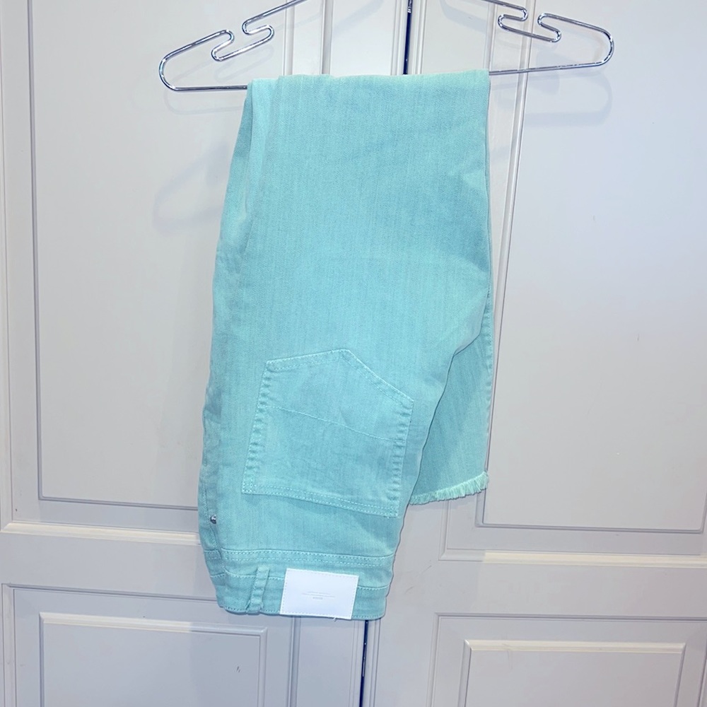 Blue B designs mint colored frayed jeans small